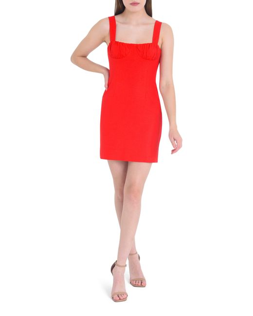 Wayf Red Patricia Ruched Cup Sheath Minidress