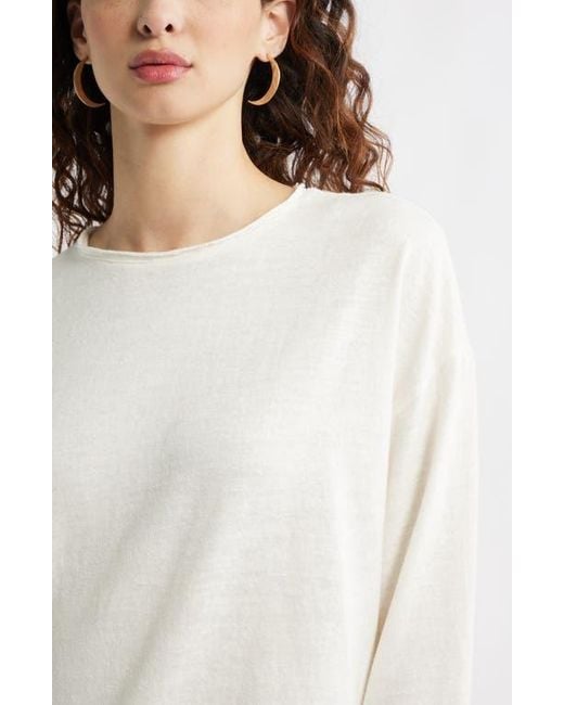 Treasure & Bond Multicolor Roll Crewneck Boxy Long Sleeve Cotton Blend Top