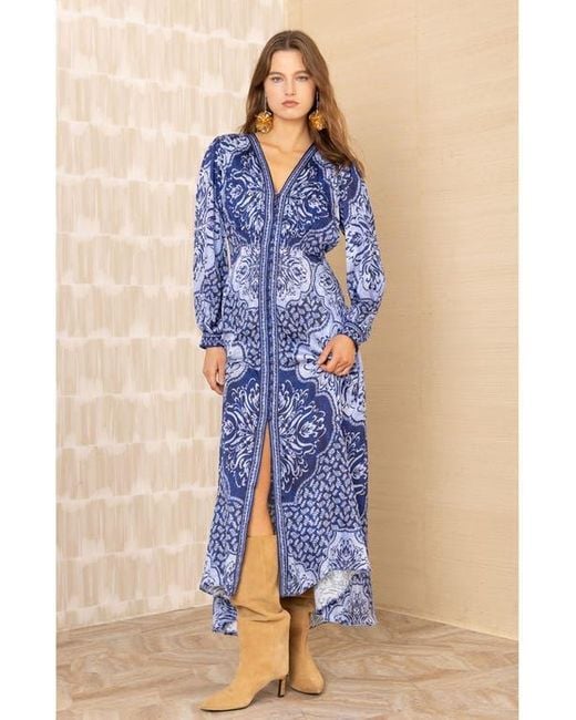 Hale Bob Blue Noor Charmeuse Dress