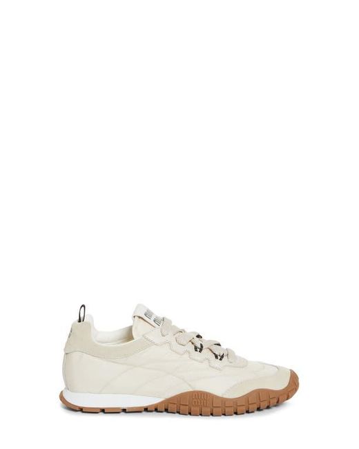 Miu Miu White Sport Quilted Nylon Sneaker