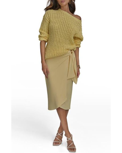 Donna Karan Green Open Stitch Sweater