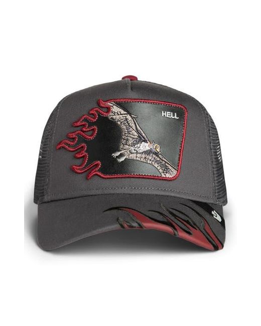 Goorin Bros Black Hell Flames Embroidered Patch Trucker Hat for men