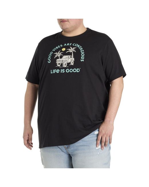 Life Is Good. Black Big & Tall Good Vibes Graphic Tee for men