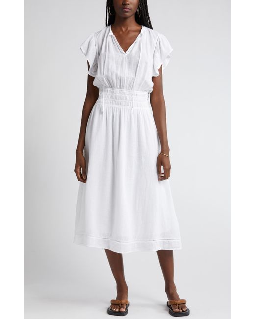 Rails White Iona Linen Blend Midi Dress