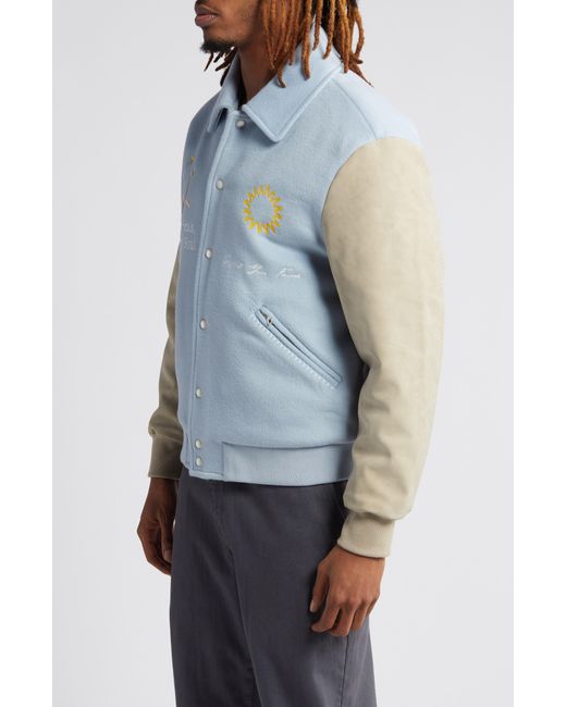 KROST Blue Coastal Wool Blend Varsity Jacket for men
