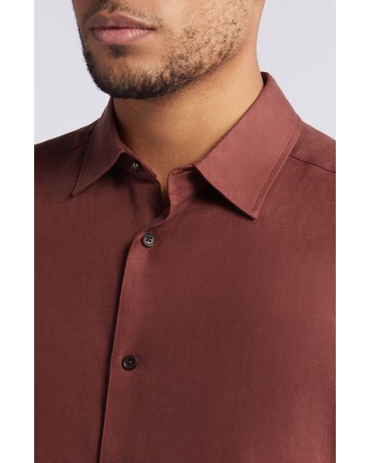 Ted Baker Red Regular Fit Solid Short Sleeve Button-up Shirt for men