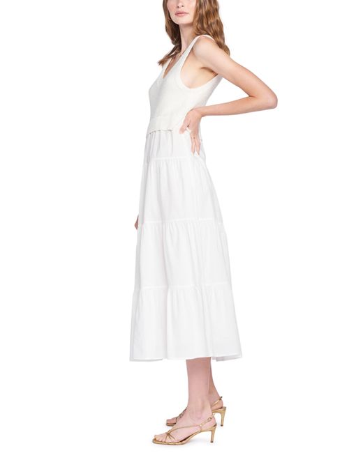 En Saison Mixed Media Tiered Midi Dress in White Lyst