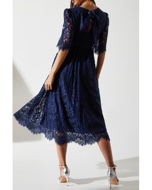 Coast Blue Lace Short Sleeve Midi Dress