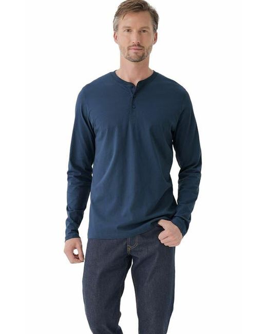 Pact Blue Organic Cotton Softspun Long Sleeve Henley for men