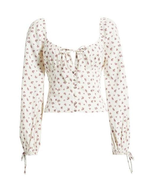 BP. White Long Sleeve Corset Cotton Crop Top
