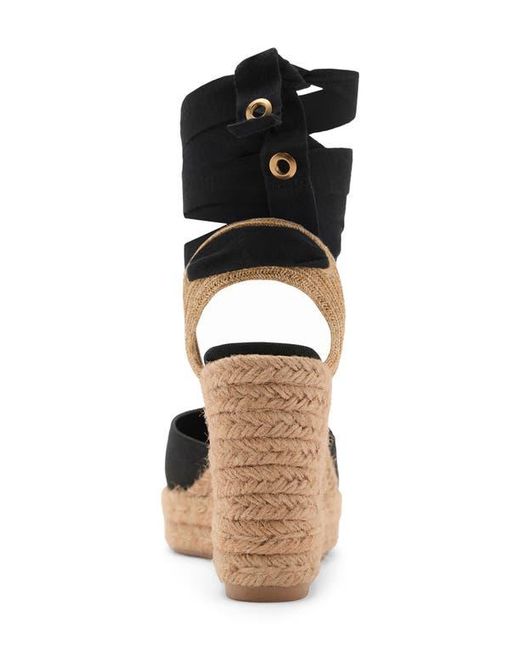 Mango Black Ankle Wrap Platform Wedge Espadrille
