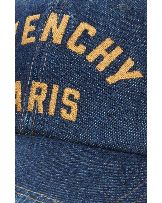 Givenchy Blue Logo Embroidered Denim Adjustable Baseball Cap for men