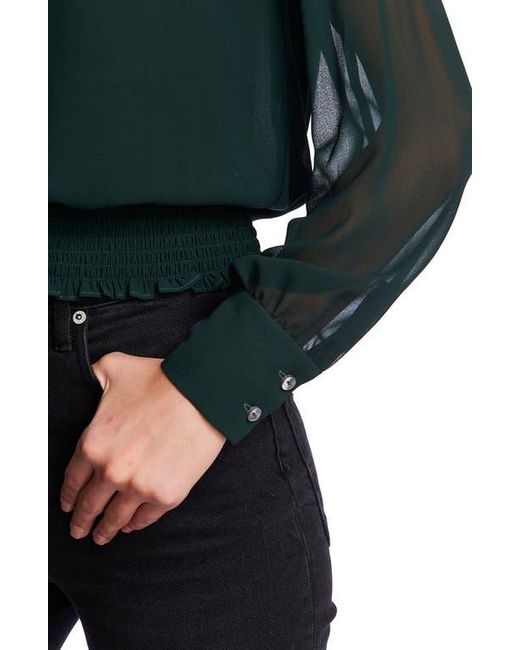 1.STATE Green Smocked Waist Blouse