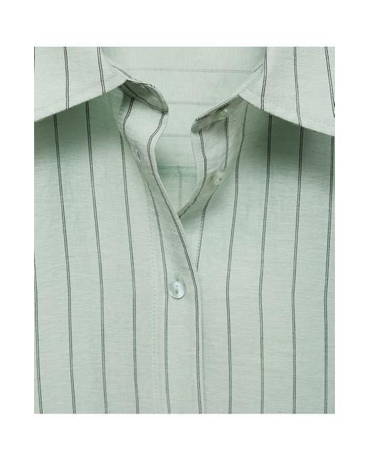 Mango Gray Stripe Crop Button-Up Shirt