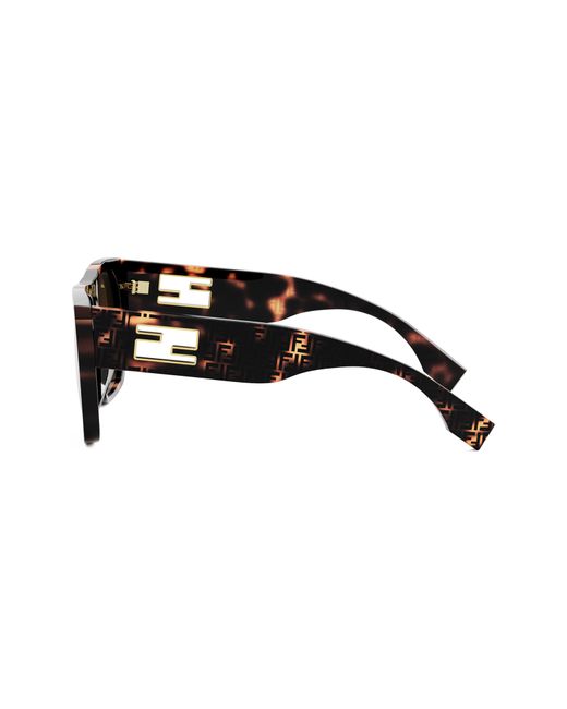 Fendi Brown The Baguette 54mm Square Sunglasses