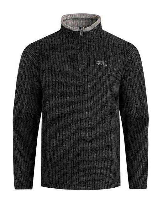 Weird Fish Black Newark 1/4 Zip Grid Fleece for men