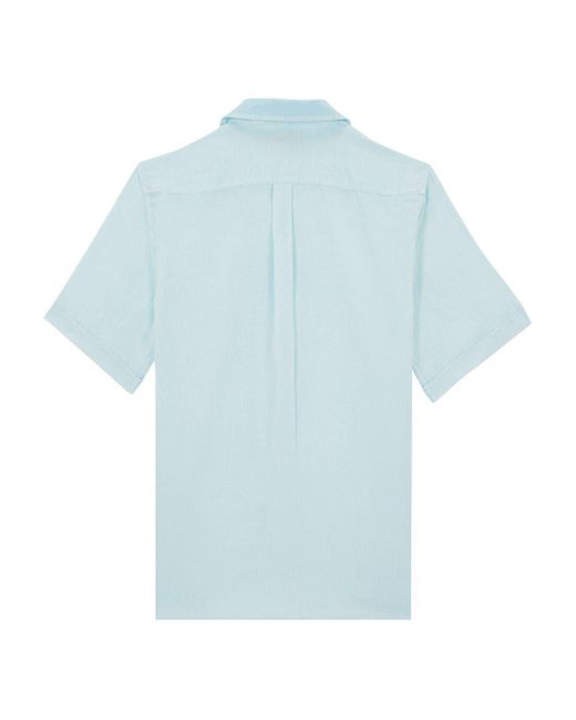 Vilebrequin Blue Bowling Linen Mineral Dye Shirt for men