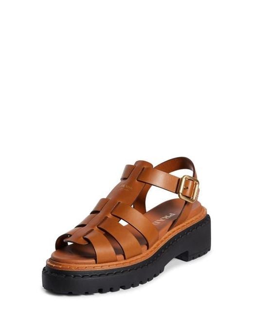 Prada Brown Platform Cage Sandal