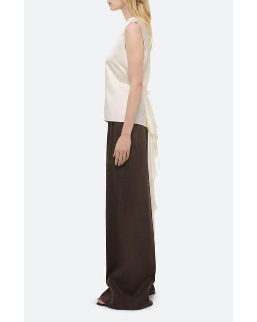 Helmut Lang White Scarf Drape Detail Reversible Silk Top