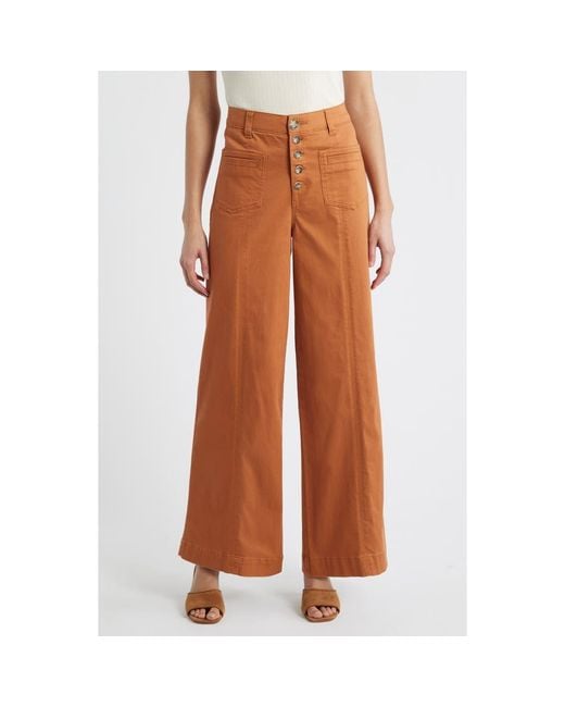 Wit & Wisdom Women's Orange 'Ab'Solution Skyrise High Waist Exposed Button Fly Wide Leg Pants