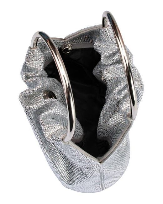 Olga Berg Gray Mabel Crystal Top Handle Clutch