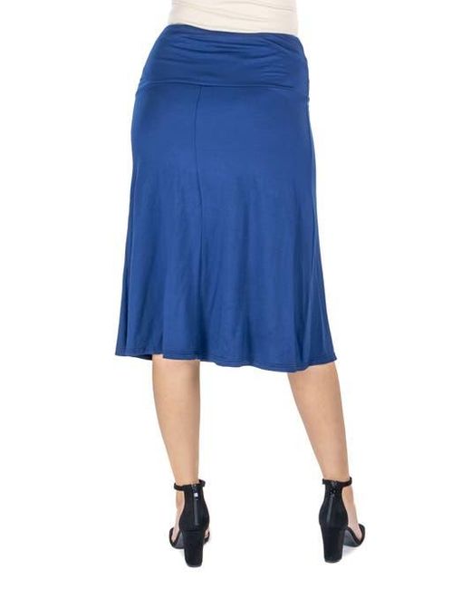24seven Comfort Apparel Blue Maternity A-Line Elastic Waist Knee Length Skirt