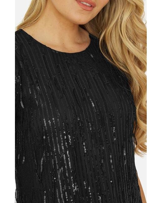 Yumi' Dripping Sequin Tunic Dress in Black | Lyst