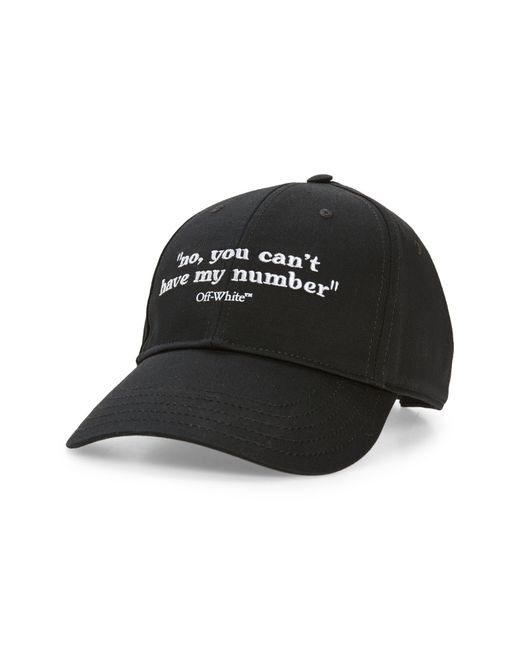 Off-White c/o Virgil Abloh Black Quotes Embroidered Cotton Drill Baseball Cap for men