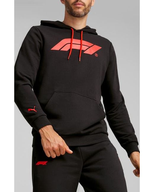 PUMA Black Formula 1 Essentials Logo Hoodie for men