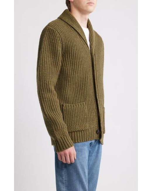 Schott Nyc Green Donegal Tweed Wool Blend Cardigan for men