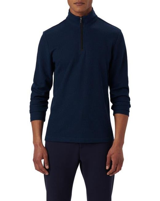 Bugatchi Blue Quarter Zip Pullover for men