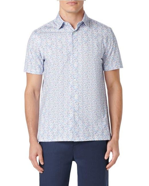 Bugatchi Blue Milo Ooohcotton Fruit Print Short Sleeve Button-Up Shirt for men