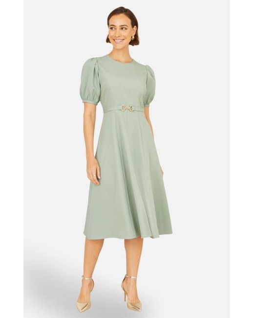 green yumi dress Yumi Bird And Floral Print Ruched Waist Kimono Midi Dress Green by Yumi