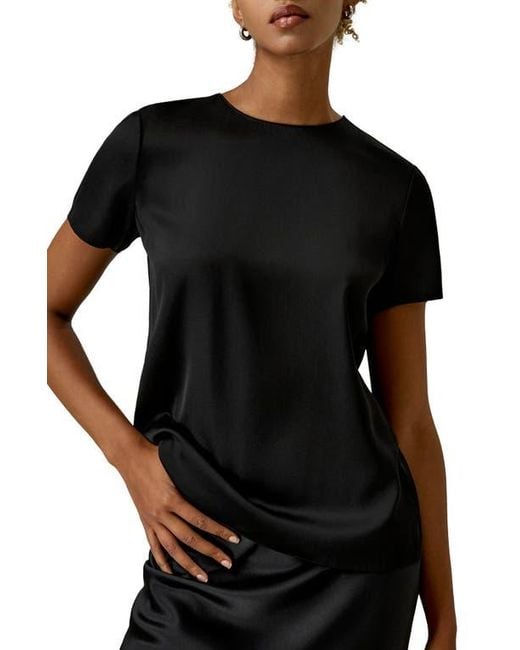 LILYSILK Black Basic Silk T-Shirt
