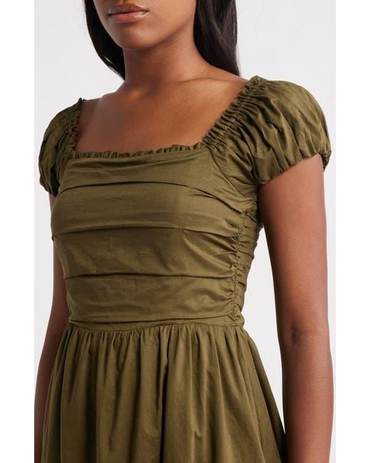 Charles Henry Green Gathered Bodice Cotton Midi Dress