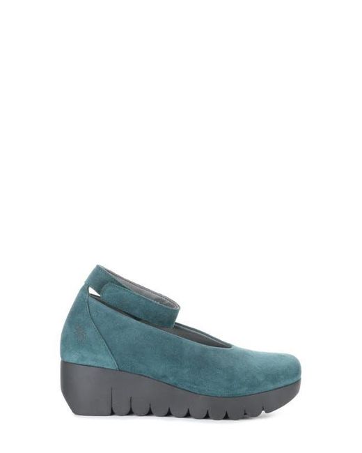 Fly London Blue Vily Ankle Strap Platform Wedge Pump
