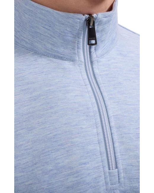 Bugatchi Blue Soft Touch Quarter Zip Pullover for men