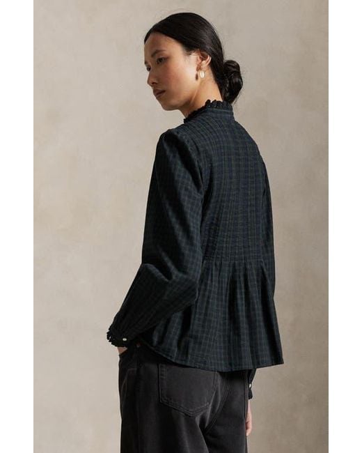 Polo Ralph Lauren Black Plaid Long Sleeve Peplum Button-Up Shirt