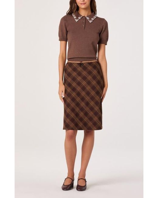 Astr Brown Plaid Slip Skirt