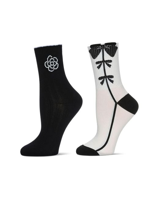 Memoi Black Assorted 2-Pack Crew Socks
