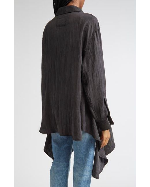 R13 Black Draped Front Button-Up Shirt