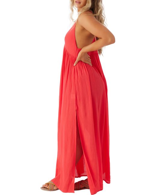 O'neill Sportswear Red Mel Semisheer Maxi Cover-up Dress
