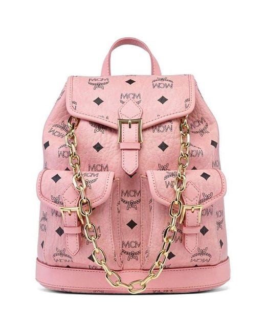 MCM Pink Mini Aren Drawstring Backpack