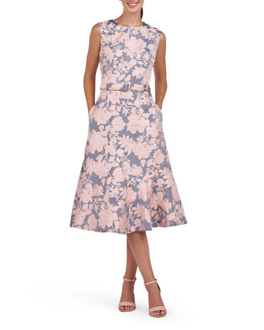 Kay Unger Pink Verity Sleeveless Belted Cocktail Dress