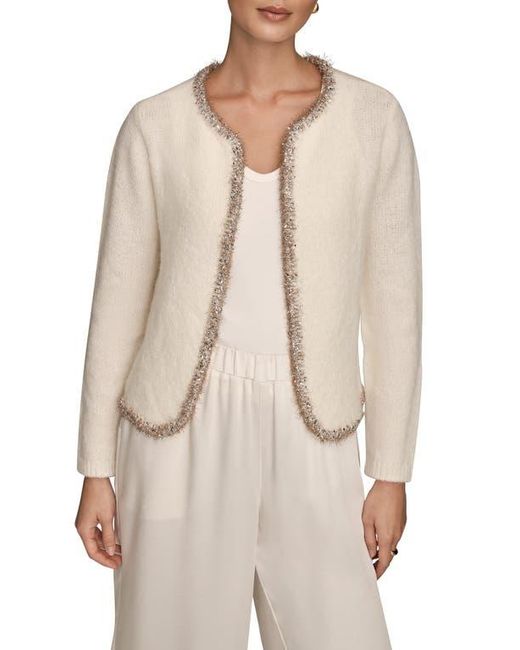 Donna Karan Natural Metallic Trim Cardigan