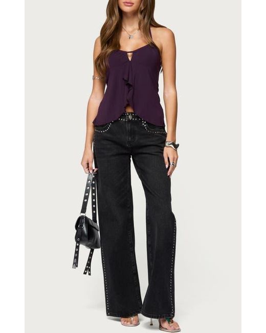 Edikted Blue Lorenna Split Front Halter Top