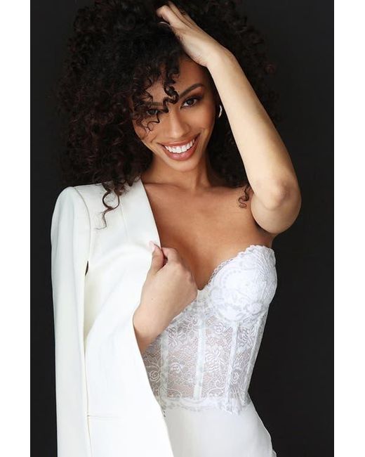 Dominique Intimates White Estrada X Strapless Low Back Bustier Bra