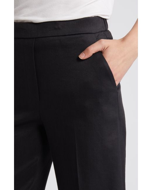 Theory Black Pull-on Linen Blend Wide Leg Pants