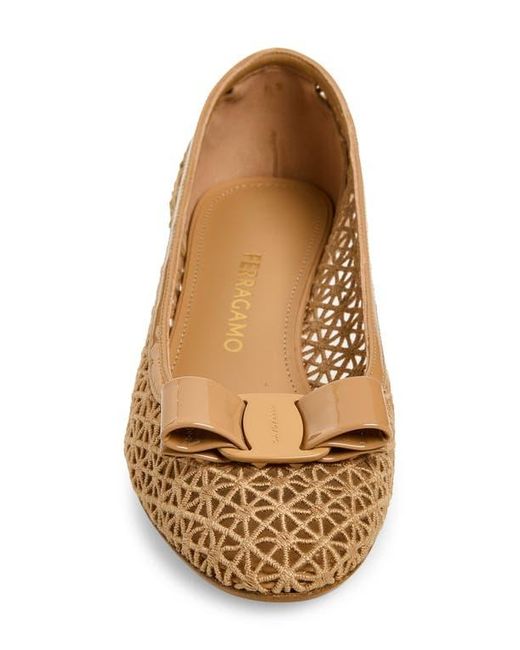 Ferragamo Natural Macramé Vara Bow Pump