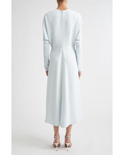 Victoria Beckham Blue Long Sleeve Stretch Crepe Midi Dress